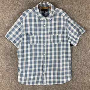 Brothers/Sons Shirt Men's XL Blue Check Button Up Extra‎ Large Short Sleeve